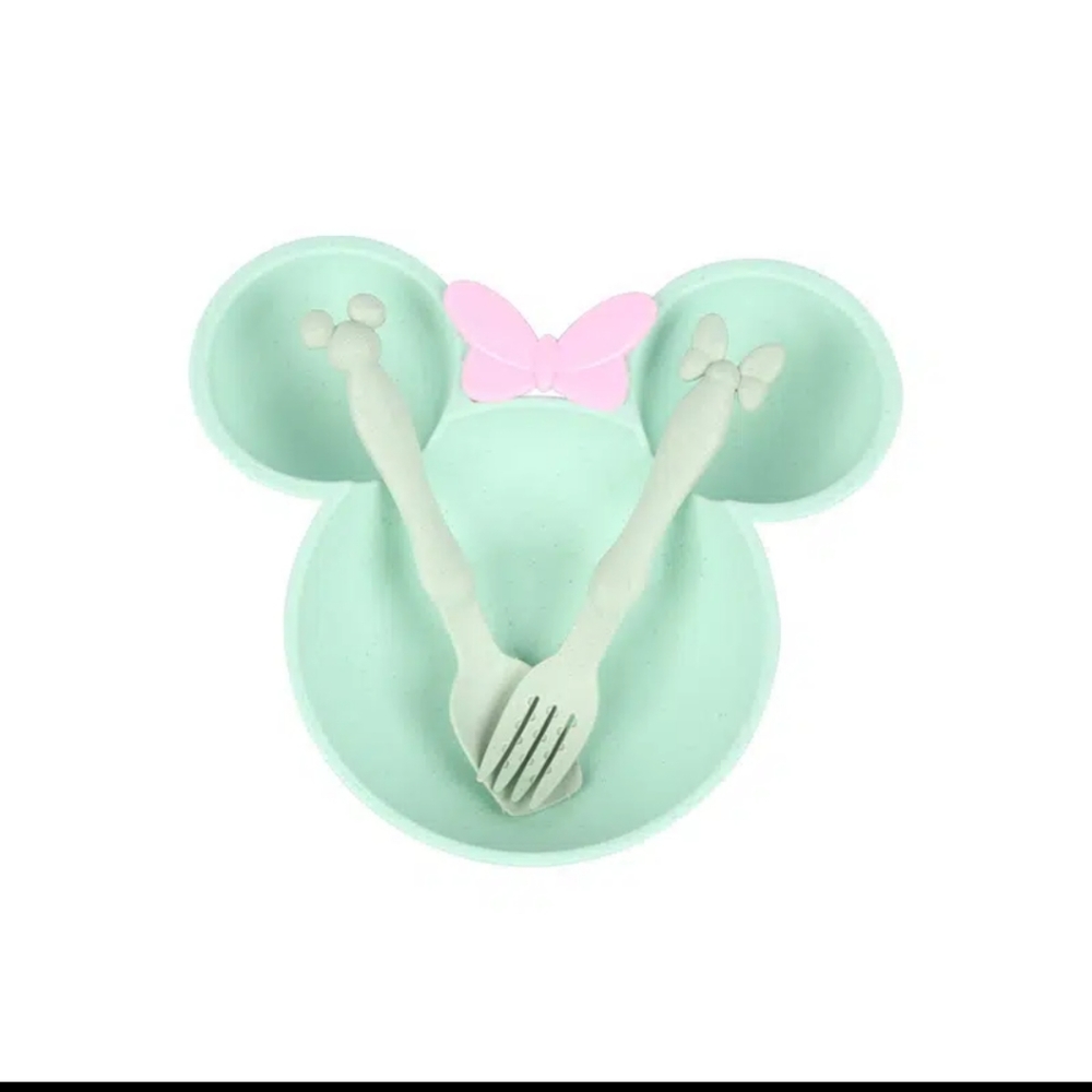Minnie mouse bowl with a fork and spoon